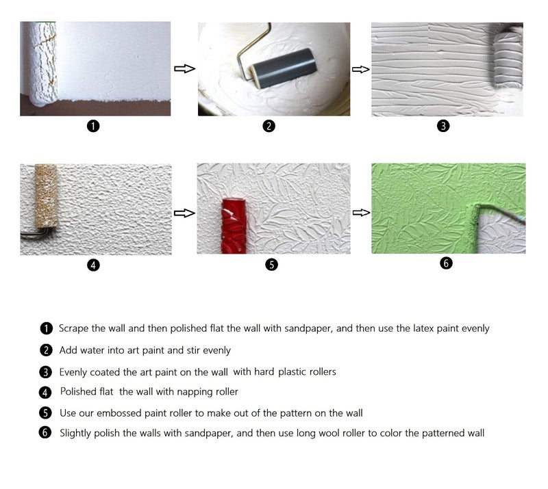 BUUEERR 7" DIY Patterned Paint Roller Decorative Rubber Roller with Plastic Handle (Model EG110) - Image 3